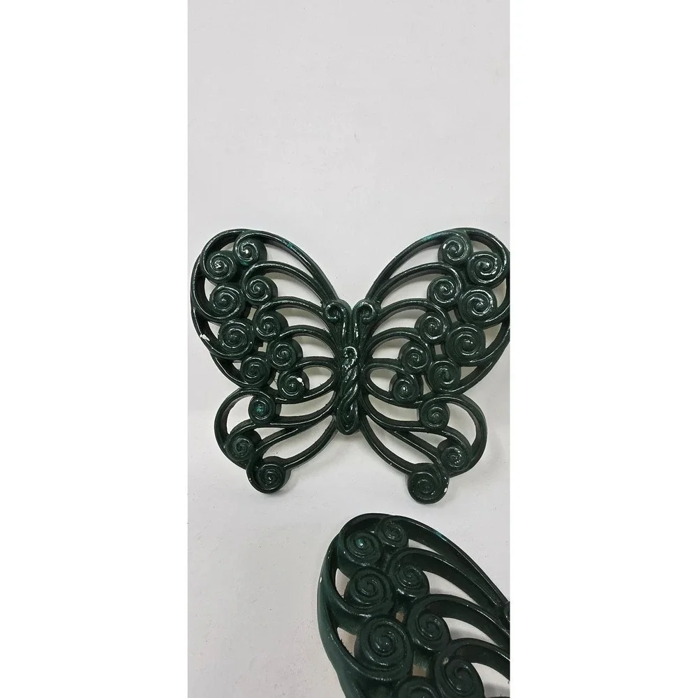 Vtg green burwood‎ butterflies wall decor retro MCM hanging fairycore set Of 3